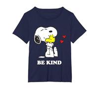 Peanuts Snoopy Hugging Woodstock Be Kind T-Shirt, Femme Grandes Tailles, Bleu Marine, 1X