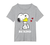 Peanuts Snoopy Hugging Woodstock Be Kind T-Shirt, Femme Grandes Tailles, Gris Chiné, 2X