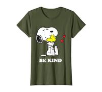 Peanuts Snoopy Hugging Woodstock Be Kind T-Shirt, Femme, Olive, 3XL