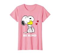 Peanuts Snoopy Hugging Woodstock Be Kind T-Shirt, Femme, Rose, 3XL