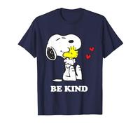 Peanuts Snoopy Hugging Woodstock Be Kind T-Shirt, Homme, Bleu Marine, S