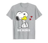 Peanuts Snoopy Hugging Woodstock Be Kind T-Shirt, Homme, Gris Chiné, 4XL