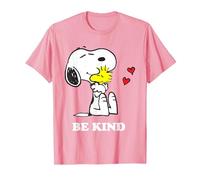 Peanuts Snoopy Hugging Woodstock Be Kind T-Shirt, Homme, Rose, M