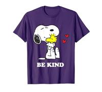 Peanuts Snoopy Hugging Woodstock Be Kind T-Shirt, Homme, Violet, L