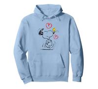 Peanuts - Snoopy Je Cours vers toi, Rouge Sweat à Capuche, Unisexe pour Adultes, Bleu poudré, M