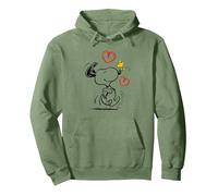Peanuts - Snoopy Je Cours vers toi, Rouge Sweat à Capuche, Unisexe pour Adultes, Vert Sauge, M