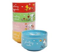 Peanuts Snoopy Lot de 6 bols empilables en grès décoré avec assiette 14 cm