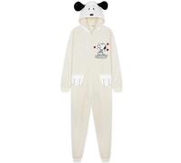 Peanuts Snoopy Pyjama Femme Combinaison Polaire Douce Hiver Chaud, Grenouillere Ado Pilou Pilou avec Capuche et Oreilles 3D (XL, Beige)