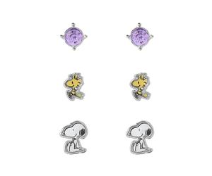 Peanuts Snoopy Snoopy & Woodstock Femme Set de Boucles d'oreilles Blanc/Jaune