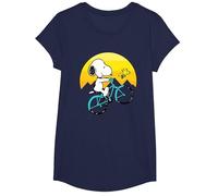 Peanuts Snoopy Sping Vélo T-Shirt, Fille, Bleu Marine, XS