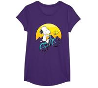 Peanuts Snoopy Sping Vélo T-Shirt, Fille, Violet, S