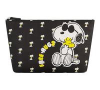 Peanuts Snoopy Trousse de maquillage pour femme, petite pochette de voyage à fermeture éclair, noir