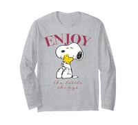 Peanuts Snoopy Woodstock Enjoy Good Friends Hugs Classic Fun Manche Longue