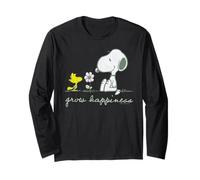 Peanuts Snoopy Woodstock Grow Happiness Spring Flowers Rétro Manche Longue