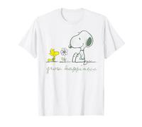 Peanuts Snoopy Woodstock Grow Happiness Spring Retro Flowers T-Shirt