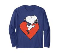 Peanuts T-Shirt à Manches Longues Snoopy Heart Breaker V2 Manche Longue, Unisexe pour Adultes, Bleu Marine, S