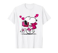 Peanuts T-Shirt Snoopy Saint-Valentin Bleu Unisex-Adulte Homme Petit Classique Manche Courte Col Rond Coupe Classique Coton 100%