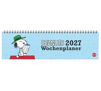 Peanuts Wochenquerplaner 2027: Kultiger Tischkalender für den Arbeitsplatz. Spiral-Kalender mit Snoopy, Charlie Brown und Co. Wochenplaner 2027 quer.