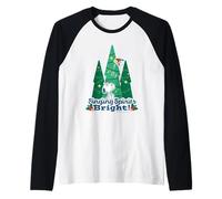 Peanuts Woodstock Snoopy Singing Spirits Bright Christmas Holiday Manche Raglan