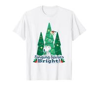 Peanuts Woodstock Snoopy Singing Spirits Bright Christmas Holiday T-Shirt