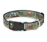 Peanuts Worldwide LLC Collier pour animal de compagnie, collier pour chien avec boucle en plastique, Scènes de scouts Beagle Happy Camper, 17,8 à 21,6 cm, 1,3 cm de large