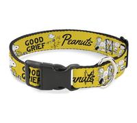Peanuts Worldwide LLC Collier pour animal domestique, boucle en plastique, Peanuts Gang Since 1950 Good Grief Group Pose Jaune Noir 33 à 43 cm Largeur 3,8 cm