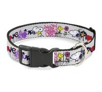Peanuts Worldwide LLC Collier pour animal domestique, boucle en plastique, Peanuts Snoopy et Woodstock Graffiti Collage Multicolore, 21,6 à 30,5 cm de large