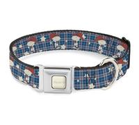 Peanuts Worldwide LLC Collier pour animal domestique, collier pour chien avec boucle de ceinture de sécurité, cacahuètes, cow-boy, Snoopy Americana, plaid bleu, blanc, rouge, 24,1 à 33 cm, 2,5 cm de