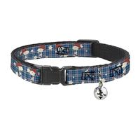 Peanuts Worldwide LLC Collier pour chat avec clochette, cowboy Snoopy Americana Plaid Bleu/blanc/rouge 21,6 à 30,5 cm de large