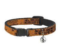 Peanuts Worldwide LLC Collier pour chat avec clochette, poses et citations Snoopy Collage Orange Noir 21,6 à 30,5 cm de large
