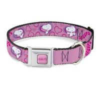 Peanuts Worldwide LLC Collier pour Chien avec Boucle de Ceinture de sécurité en métal Motif cœurs Rose Lavande 24 à 33 cm 2,5 cm de Large