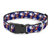 Peanuts Worldwide LLC Collier pour chien avec boucle en plastique Motif astronaute Snoopy Bleu Orange 33 à 43 cm Largeur 3,8 cm