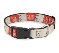 Peanuts Worldwide LLC Collier pour chien avec boucle en plastique Motif cacahuètes Snoopy Yee Haw America Pose et icônes Bleu ivoire Rouge 24 à 33 cm 2,5 cm de large