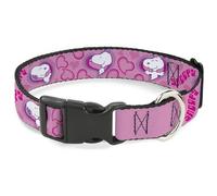 Peanuts Worldwide LLC Collier pour Chien avec Boucle en Plastique Motif cœurs Rose Lavande 24 à 36 cm Largeur 1,3 cm