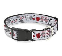 Peanuts Worldwide LLC Collier pour chien avec boucle en plastique, Peanuts Joe Cool Snoopy Poses et texte Gris, Noir, Rouge, Blanc, 33 à 43,2 cm, 3,8 cm de large