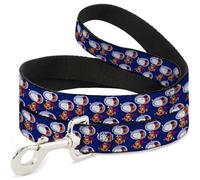 Peanuts Worldwide LLC Laisse pour animal domestique, laisse pour chien, motif astronaute Snoopy pour la marche dispersée Bleu/orange 1,2 m de long 1,3 cm de large