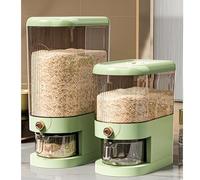 Peaoop Distributeur de riz de 10 kg, grand récipient de rangement avec couvercle, cylindre de mesure, seau distributeur de céréales ménagères pour maïs de soja de cuisine (10 kg, vert)