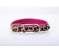 Pear Collier pour chien en cuir rembourré avec imprimé léopard Rose