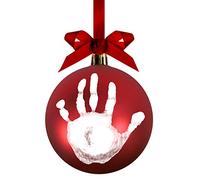 Pearhead Baby Handprint Christmas Ornament, Holiday Babyprints Ball Ornament, Baby's First Christmas Ornament, Babyprints DIY No Bake Handprint Or Footprint, with Included Paint, Red