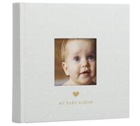 Pearhead Baby Photo Album, Keepsake Book for New and Expecting Parents, Gender-Neutral Baby Accessory, Ideal Gift for Baby Shower, Holds 200 Pictures, Gray and White Polka Dot