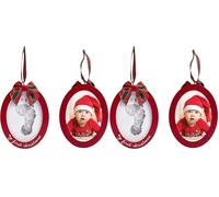 Pearhead Babyprints Double-Sided Christmas Photo Ornament with Clean Touch Ink Pad, Baby's First Christmas Holiday Keepsake Ornament, Newborn Handprint Or Footprint Kit, 2 Sided, Red (Lot de 2)