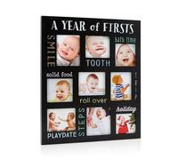 Pearhead Baby's Firsts Keepsake Picture Frame, Display Photos of Your Favorite Moments from Baby's First Tooth to Baby’s First Trip, Black