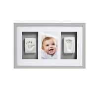 Pearhead Cadre Mural Deluxe Double Empreinte de Bébé, Gris