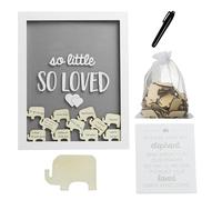 Pearhead Cadre pour jeton éléphant, Little Wishes Signature pour fête prénatale, livre d'or alternatif, souvenir de grossesse pour les futures mamans, gris et blanc