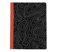 Pearhead Carnet de composition de carte topographique - Lignes universitaires, 160 pages, 19,1 x 24,8 cm, papier lisse de 80 g/m², couverture noire et blanche avec tranche orange audacieuse pour