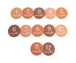 Pearhead Cartes photo mensuelles en acrylique, cartes d'annonce de bébé modernes, marqueurs d'étapes de voyage de grossesse, 12 disques d'étapes importantes, teintes roses
