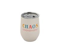 Pearhead Chaos Coordinator Stainless Steel Wine Tumbler with Press-In and Slide Locking Lid, Mother’s Day Stemless Wine Glass Tumbler Mug, New Mom Accessory, 12oz