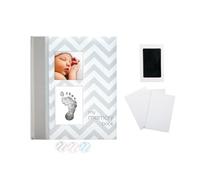 Pearhead Chevron Baby Memory Book avec un bloc d'encre Clean-Touch inclus pour créer l'empreinte de la main ou l'empreinte du bébé, gris
