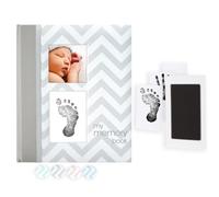 Pearhead Chevron bébé livre avec un encrier Clean-touch, gris