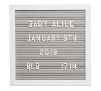 Pearhead Classic Wooden Letterboard, Gender-Neutral Baby Keepsake Nursery Décor, Photo Prop Message Board, Gray and White